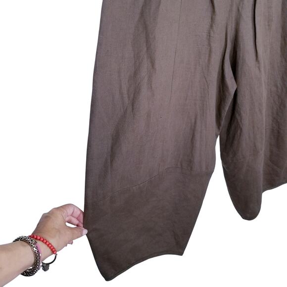 AENEONTRUE Linen Harem Lagenlook Pants Wide Leg Pull Off - Size Medium - Picture 5 of 9